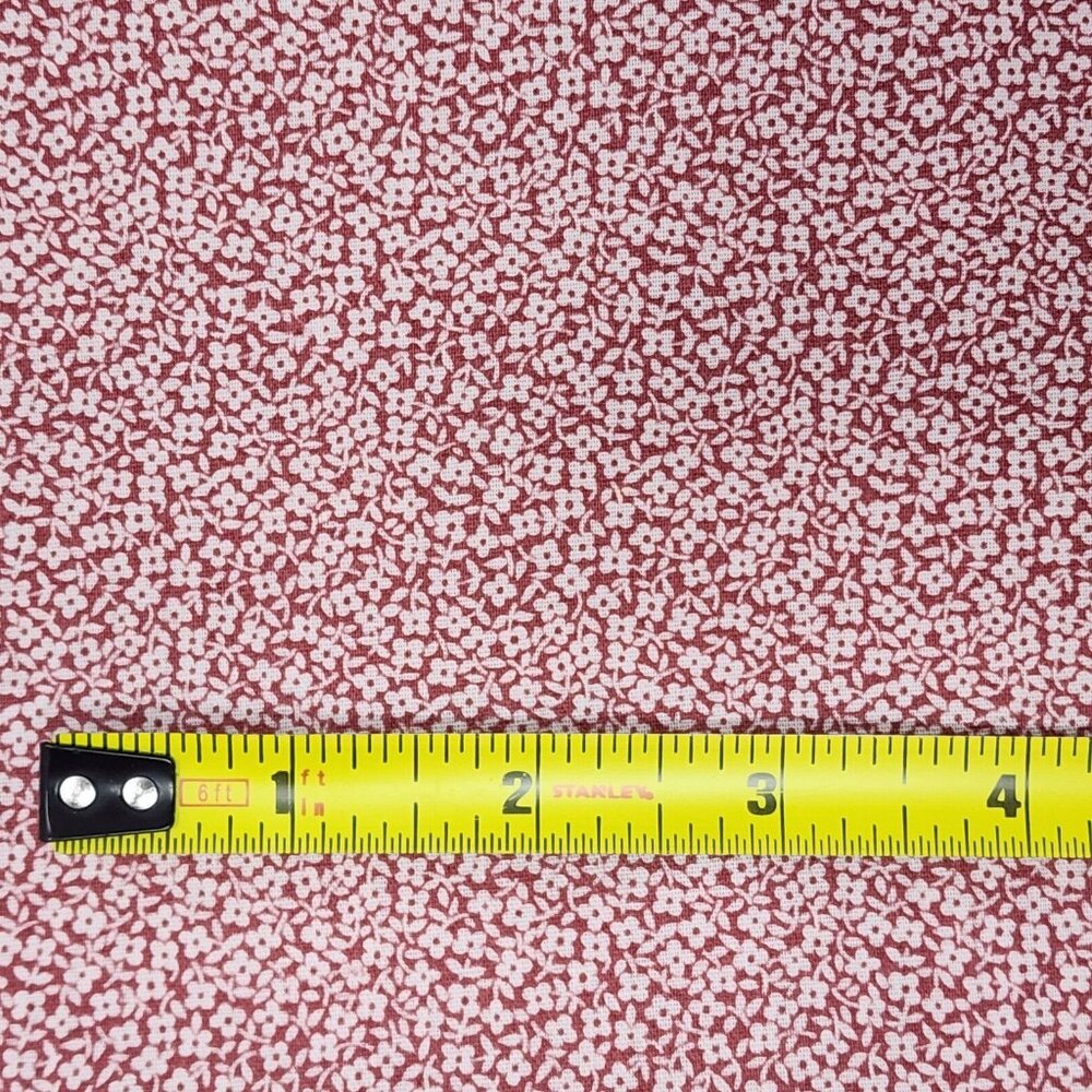 Quilting Craft Fabric Rust With White Mini Flowers VTG Fall Autumn Fat Quarter